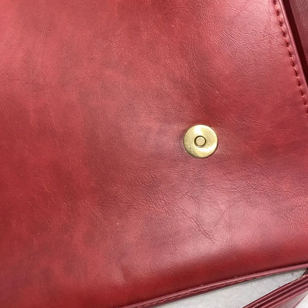Ecosusi Vegan Leather red purse Briefcase Padded Laptop Messenger Office bow